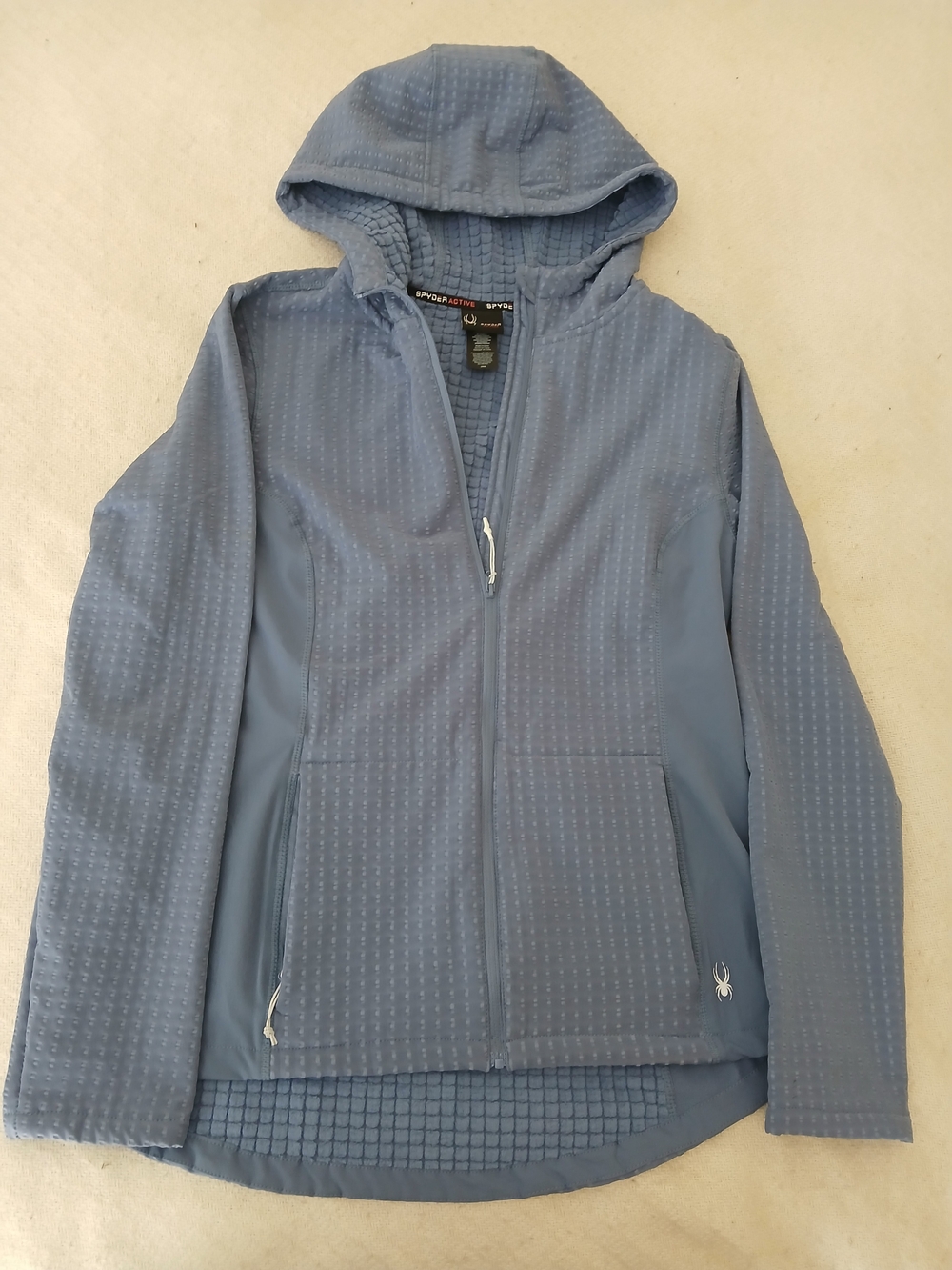 Spyder Active Women's Hooded  Dusty Blue Zip Up Lightweight Jacket.